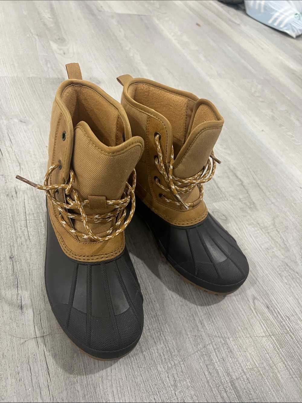 Waterproof Tan and Black Lace-Up Water Boots